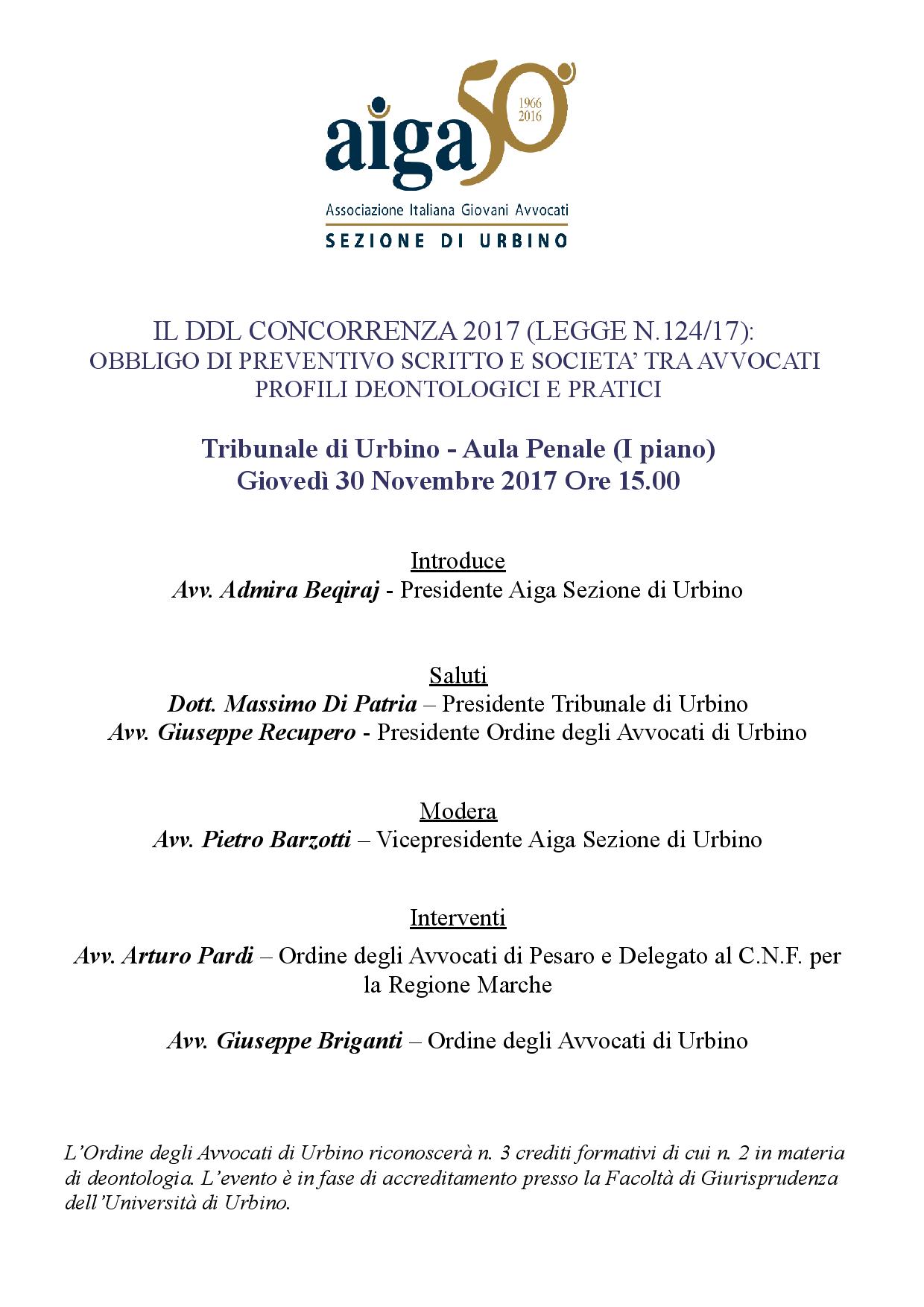 Avvocati, obbligo di preventivo e società tra professionisti: si discute dei profili deontologici e pratici il 30/11 in Urbino