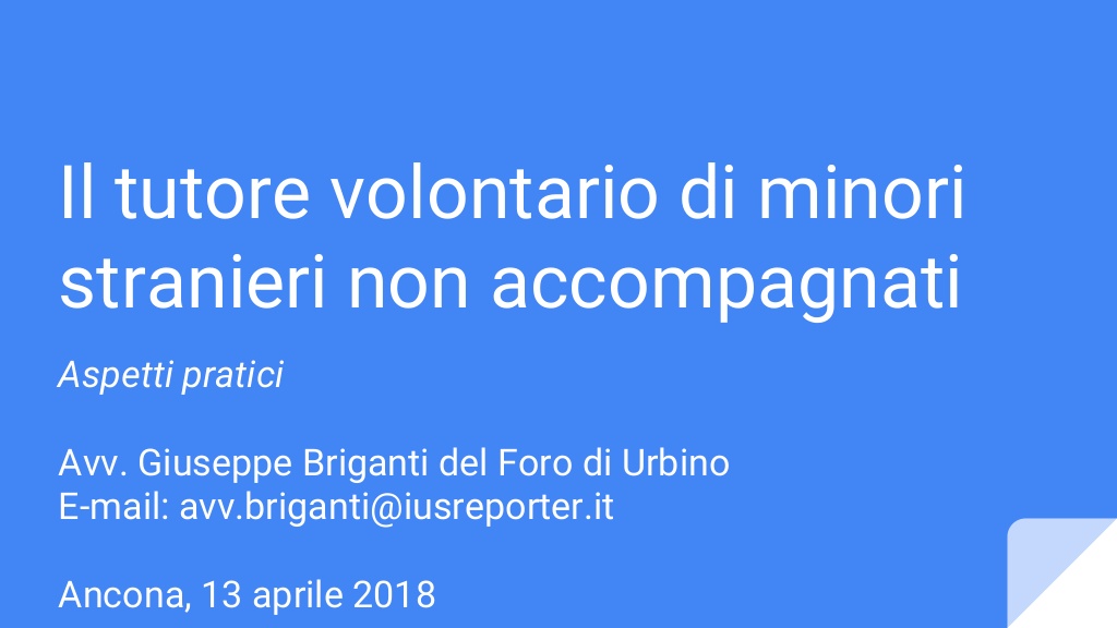 Il tutore volontario di minori stranieri non accompagnati (MSNA). Aspetti pratici