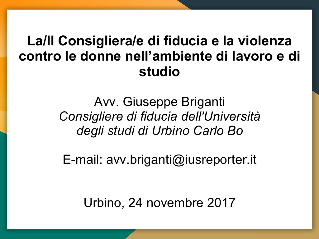 Violenza di genere nell’ambiente di lavoro e di studio